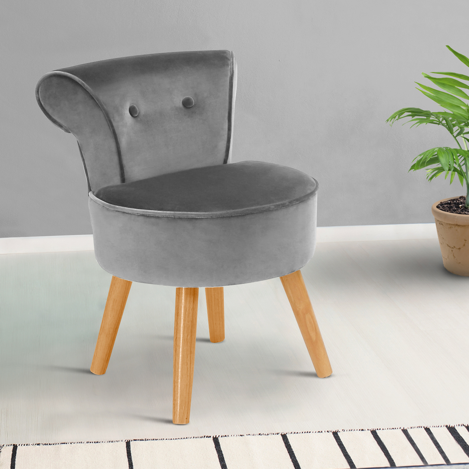 Petit fauteuil crapaud gris en velours