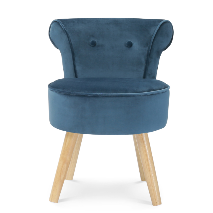 Fauteuil crapaud en velours bleu Fauteuil crapaud en velours bleu