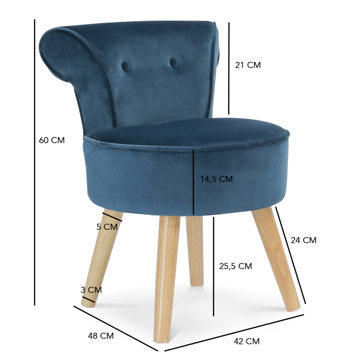 Fauteuil crapaud en velours bleu Fauteuil crapaud en velours bleu