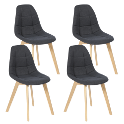 13524 - Sedie scandinave grigie con gambe in legno Lot de 4 chaises scandinaves GABY grises en tissu pour salle à manger