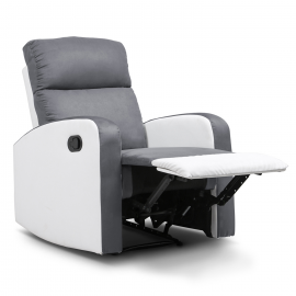 Fauteuil relaxation inclinable gris anthracite et blanc