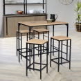 Table haute de bar DETROIT et 4 tabourets design industriel