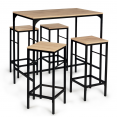 Table haute de bar DETROIT et 4 tabourets design industriel