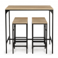 Table haute de bar DETROIT et 4 tabourets design industriel