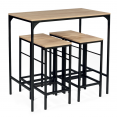 Table haute de bar DETROIT et 4 tabourets design industriel