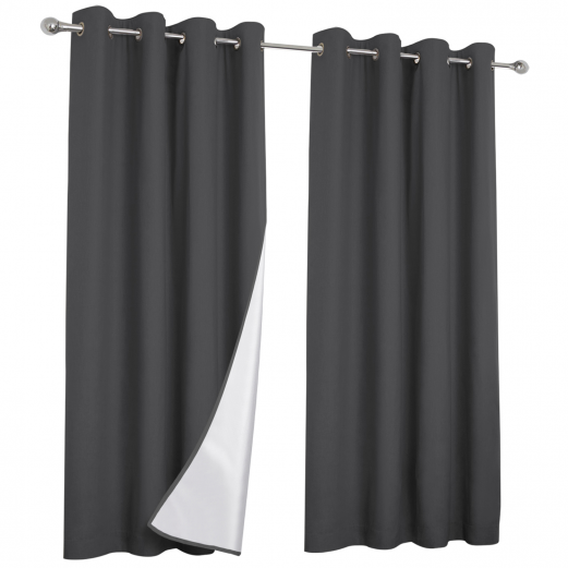 Rideaux thermiques pas cher gris 135x240 cm - Lot de 2