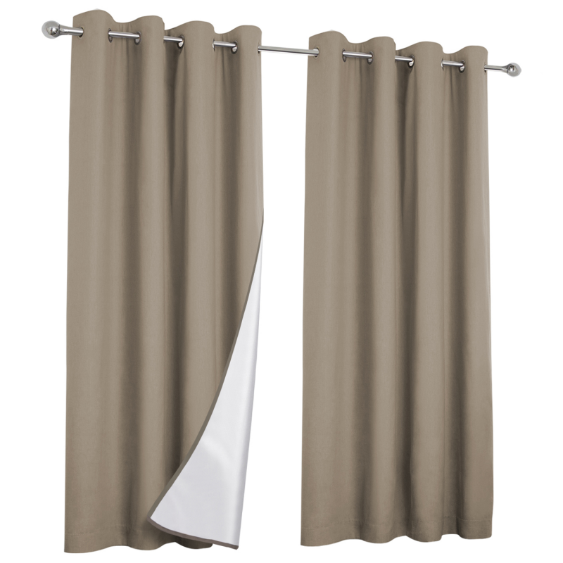 Rideaux thermiques couleur taupe 135x240 cm - Lot de 2