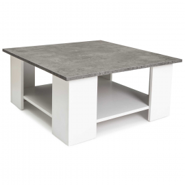 Table basse carrée ELI blanche plateau effet béton Table basse carrée ELI blanche plateau effet béton