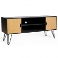 Meuble TV vintage LEONI 2 portes motifs graphiques 113 cm