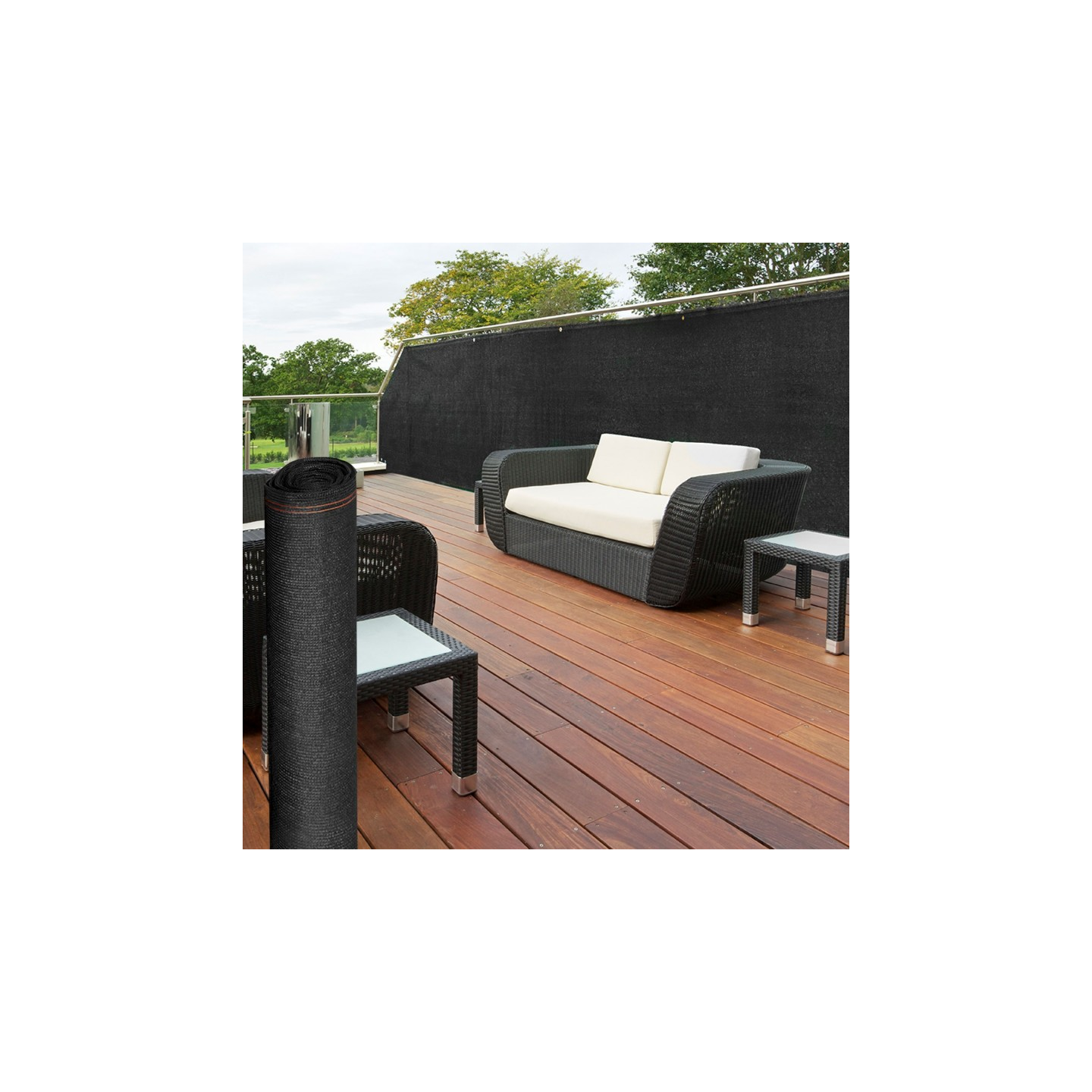 IDMarket Inkijkbescherming 1,8 X 10 M – Zwart, 220 G/m², Versterkt En 95% Verduisterend!