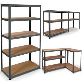 Etagère modulable charges lourdes en métal 5 plateaux grise Etagère modulable charges lourdes en métal 5 plateaux grise