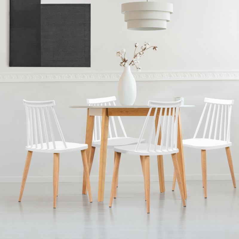 Lot de 2 chaises de salle à manger en bois blanc BURGES