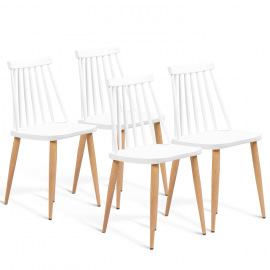 Lot de 4 chaises LILY blanches pour salle à manger Lot de 4 chaises LILY blanches pour salle à manger
