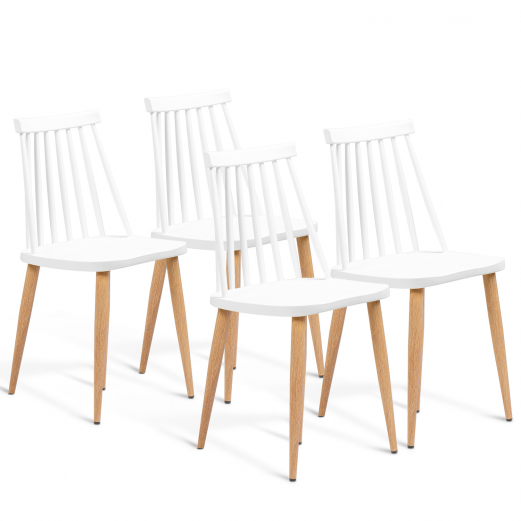 Lot de 4 chaises design contemporain nordique scandinave Blanc