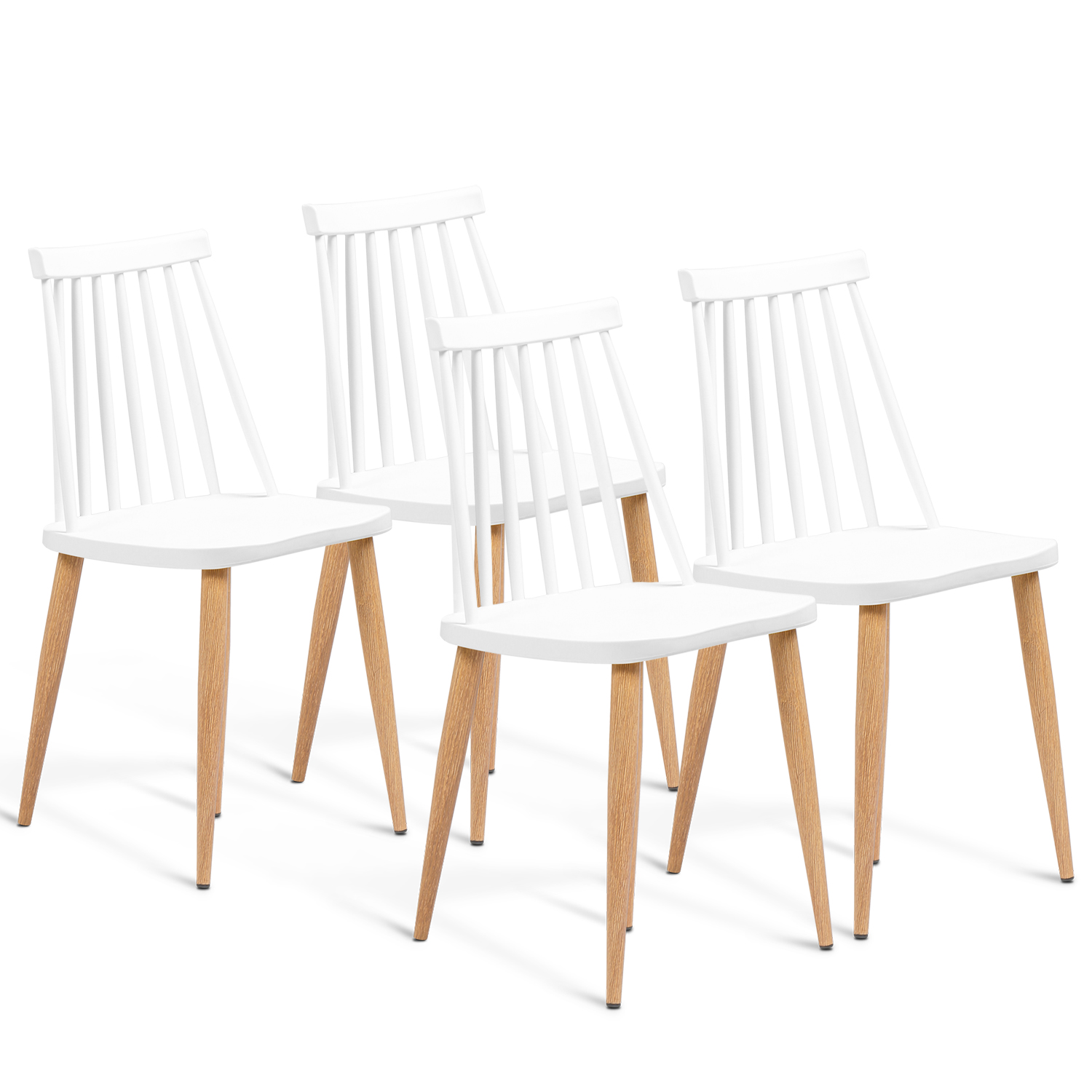 Chaises à barreaux scandinaves blanches et bois - LILY