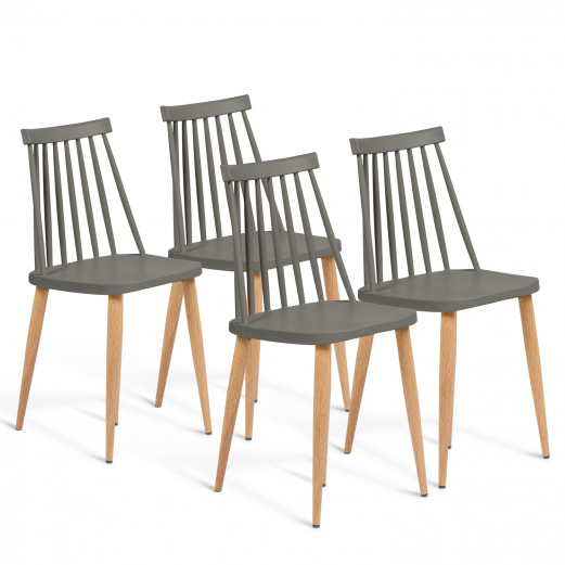 Lot de 4 chaises LILY gris foncé pour salle à manger Lot de 4 chaises LILY gris foncé pour salle à manger