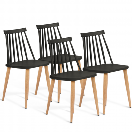 Lot de 4 chaises LILY noires pour salle à manger Lot de 4 chaises LILY noires pour salle à manger