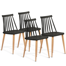 13787 - Sedie da bar nere in stile scandinavo Lot de 4 chaises LILY noires pour salle à manger