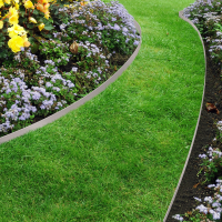 Bordure Jardin Flexible Gris - 10m Avec Ancrages - PE Résistant - Pour Massifs Et Allées