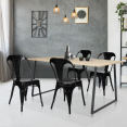 Lot de 2 chaises LENY en métal noir mat pour salle à manger