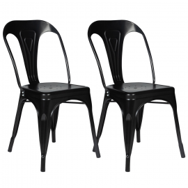 Lot de 2 chaises LENY en métal noir mat pour salle à manger Lot de 2 chaises LENY en métal noir mat pour salle à manger