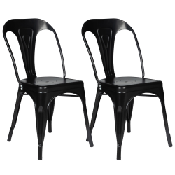13444 - Sillas de estilo industrial en negro mate Lot de 2 chaises LENY en métal noir mat pour salle à manger