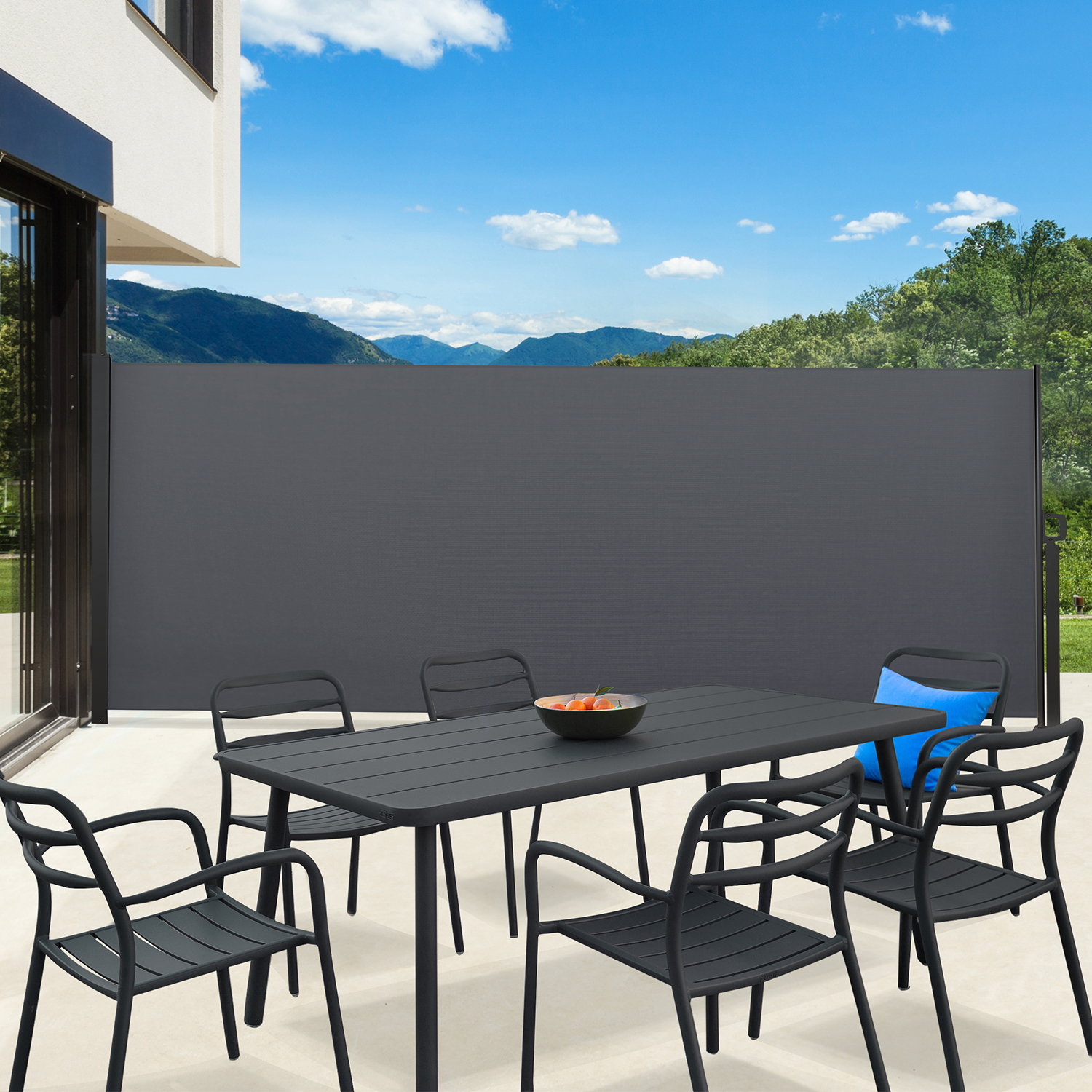 Paravent extérieur 200 x 400 cm (H x L) Store latéral pour Balcon et  terrasse,Brise-Vue Paravent retractable - Gris foncé