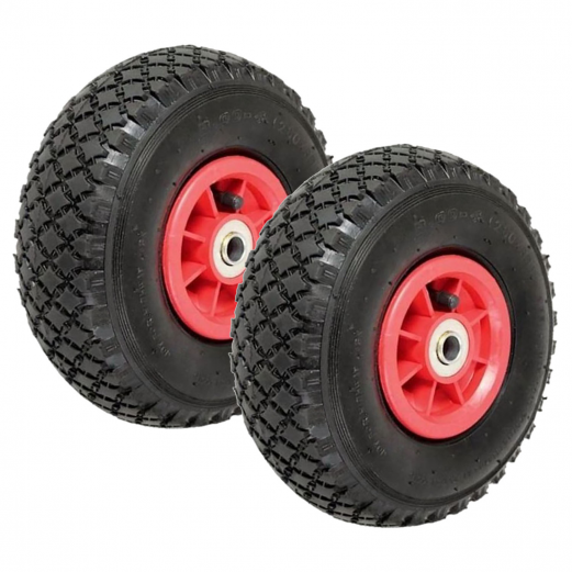Lot de 2 roues gonflables pour diable chariot alésage axe 16mm