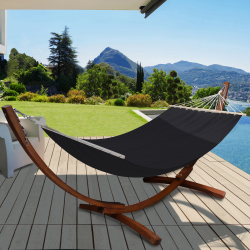 13561 - Hamaca con soporte de madera de 2 plazas y lona negra Hamac XL avec support bois et toile noire