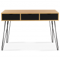 Bureau 3 tiroirs vintage NOEMI bois pied épingle