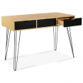 Bureau 3 tiroirs vintage NOEMI bois pied épingle