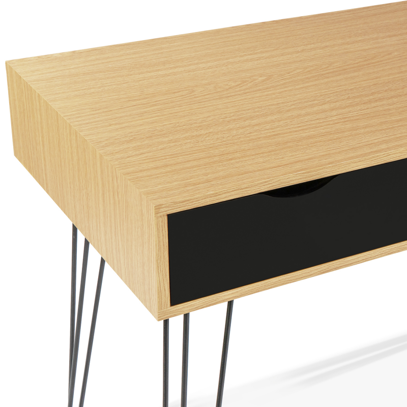 Bureau pas cher aspect bois et pieds en épingle noir