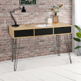 Bureau 3 tiroirs vintage NOEMI bois pied épingle