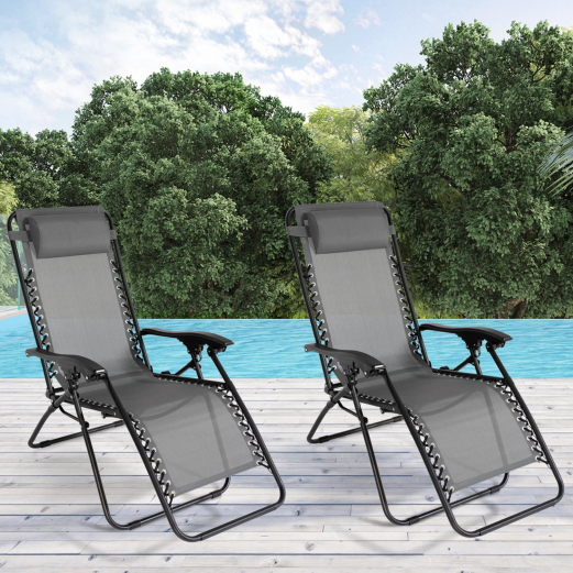 Chaise Longue Pliante Pas Cher Gris Anthracite Lot De 2 Id Market