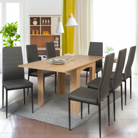 Table à manger extensible DONA 6-8 personnes hêtre 80-160cm