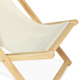 Lot de 2 chaises longues pliantes en bois toile écrue