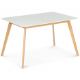 Table scandinave extensible INGA 120-160 cm blanche pieds bois