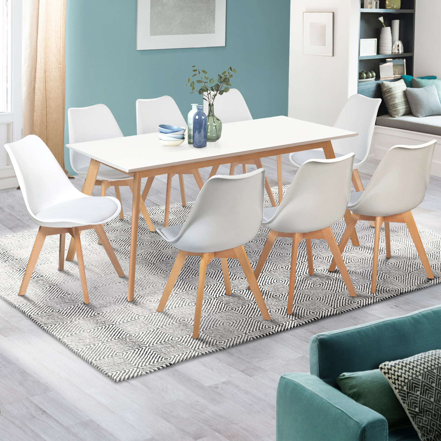Table scandinave extensible blanche 6 personnes pas cher  ID Market
