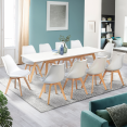Table extensible scandinave INGA 160-200 cm blanche pieds bois