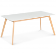 Table extensible scandinave INGA 160-200 cm blanche pieds bois