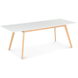 Table scandinave extensible INGA 6-8 personnes blanche 160-200 cm 