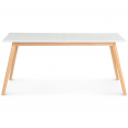 Table extensible scandinave INGA 160-200 cm blanche pieds bois