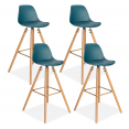 Lot de 4 tabourets de bar SARA bleu canard