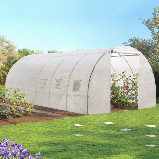 Serre tunnel de jardin 18m² blanche gamme maraichère CRIMÉE 6x3M