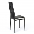 Lot de 6 chaises ROMANE noires bandeau blanc avec strass pour salle à manger