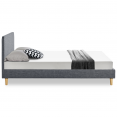 Lit double scandinave BALTA 140 x 190 CM tissu gris anthracite