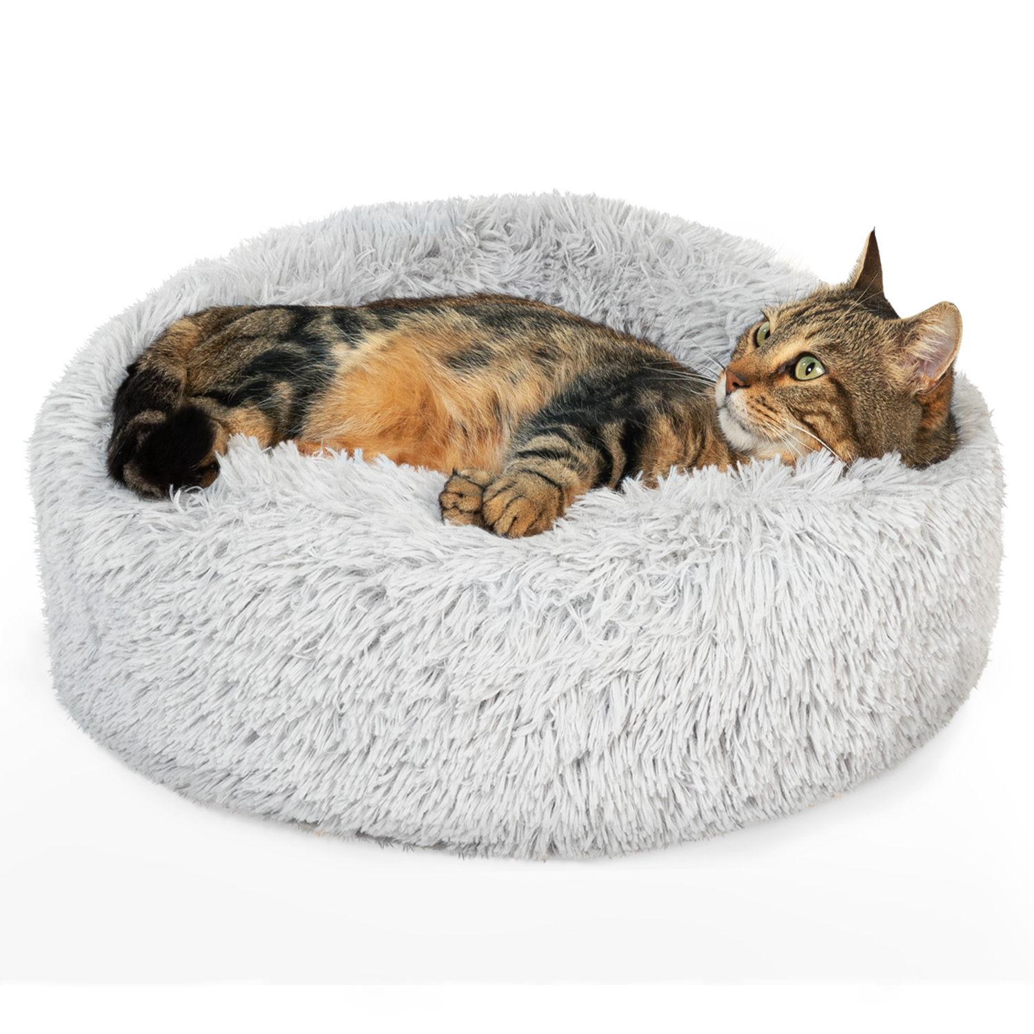 Coussin Rond Pour Chat 50 Cm Panier Gris Peluche Ultra Doux Coussin Rond Pour Chat 50 Cm Panier Gris Peluche Ultra Doux