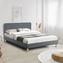 13747 - Letto a 2 posti grigio scandinavo 160x200 cm Lit double scandinave BALTA 160 x 200 CM tissu gris anthracite