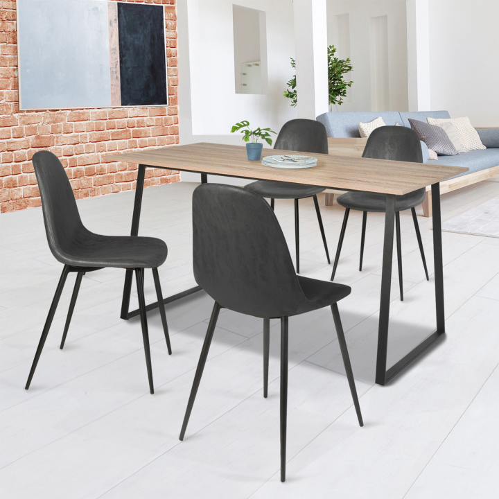 Lot de 4 chaises vintage DALI grises pour salle à manger Lot de 4 chaises vintage DALI grises pour salle à manger