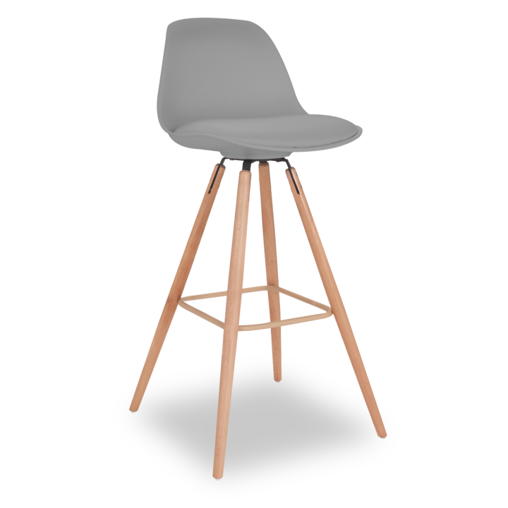 Lot de 4 tabourets de bar SARA GRIS FONCE, GRIS CLAIR, BLANC ET BLEU Lot de 4 tabourets de bar SARA GRIS FONCE, GRIS CLAIR, BLANC ET BLEU